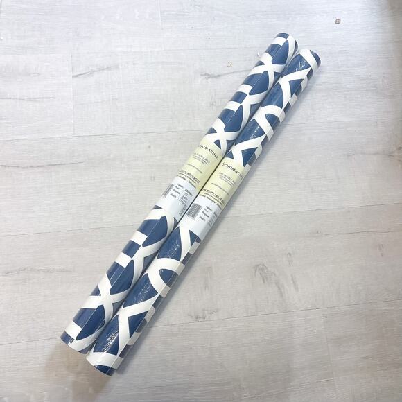 NEW 2 Rolls SCHUMACHER 5005801 Imperial Trellis Blue White Wallpaper - Picture 2 of 7